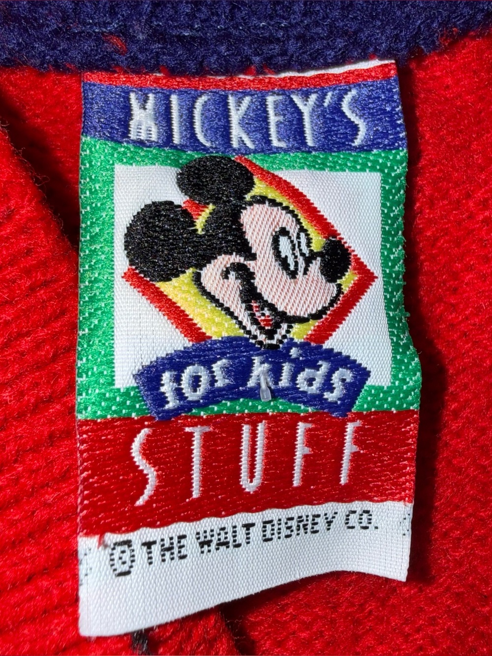 Vintage Walt Disney Mickey Red Knit Sweater Cardigan Varsity Colorblock Sz 3T - Picture 8 of 9